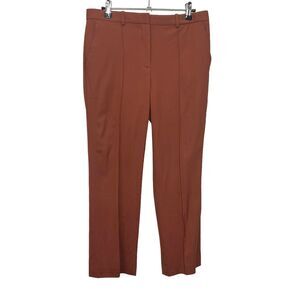 Theory Hartsdale Contour Wool Trousers Rust Women’s Size 4 Cropped Career